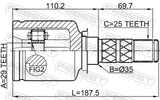 Febest 0811-G12 Inner CV Joint 29X35X25