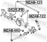 Febest MZAB-121 Bushing, Rear Transverse Arm