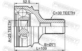Febest 1610-221 Outer CV Joint 25X71X30