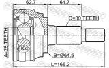 Febest 1710-Q7 Outer CV Joint 28X64.5X30