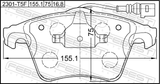 Febest 2301-T5F Pad Kit, Disc Brake, Front (With Wear Sensor)