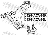 Febest 0120-ACV40L Front Lower Ball Joint Left