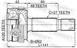 Febest 1210-D7A48R Outer CV Joint Rear 20X62X27