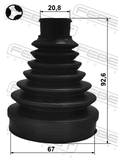 Febest 1215P-TUCD7T Boot Inner CV Joint Rear Kit 67X92.6X20.8