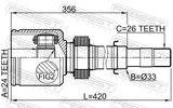 Febest 0211-C11HR16RH Inner CV Joint Right 24X33X26