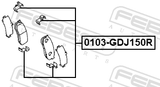 Febest 0103-GDJ150R Disc Brake Clip Set