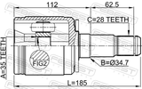 Febest 0411-V97LH Inner CV Joint Left 35X34.7X28