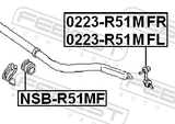 Febest 0223-R51MFL Front Left Stabilizer Link / Sway Bar Link