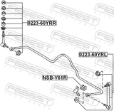 Febest 0223-60YRR Rear Right Stabilizer Link / Sway Bar Link