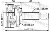 Febest 2210-FB Outer CV Joint 23X55X25