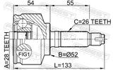 Febest 0310-059 Outer CV Joint 28X52X26
