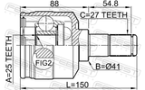 Febest 1211-TUC20LH Inner CV Joint Left 25X41X27