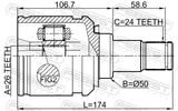 Febest 0111-AGV10LH Inner CV Joint Left 26X50X24