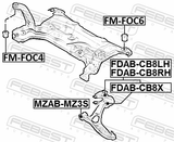 Febest FDAB-CB8X Rear Bushing Without Bracket, Front Control Arm
