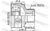Febest 1710-A4 Outer CV Joint 25X76.5X42