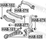 Febest HAB-101 Rear Rod Bushing