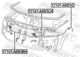 Febest 17101-A8D3LH Cable Assembly Hood Lock Control