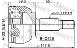 Febest 2410-DUST Outer CV Joint 33X52.6X25
