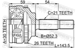 Febest 2410-LOGA26 Outer CV Joint 30X52.3X21