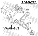 Febest ADAB-TTS Rear Bushing, Front Lower Control Arm (For Sport Suspension)