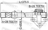 Febest 0512-CP Axle Half Shaft Right 28X375X28