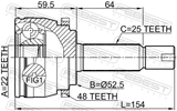 Febest 1210-SOLA48 Outer CV Joint 22X52.5X25