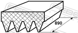 Febest 88126-4L890 Poly-V Belt 4 Ribs