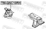 Febest TM-QNC10RH Right Engine Mount (Hydro)