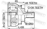 Febest 2110-SHARA48 Outer CV Joint 27X60X38