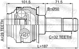 Febest 1911-F06R Rear Inner CV Joint 32X50X28
