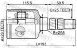 Febest 0811-S11MT Inner CV Joint 29X35X25
