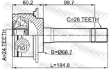 Febest 2210-SPM Outer CV Joint 24X66.7X26