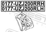 Febest 0177-UZJ200RRH Rear Right Brake Caliper Assembly (With Bracket)