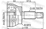Febest 1210-JX1 Outer CV Joint 25X73X30