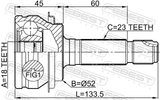 Febest 0310-RMR Outer CV Joint Rear 18X52X23
