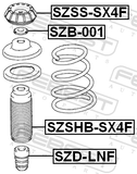 Febest SZSHB-SX4F Front Shock Absorber Boot