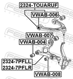 Febest VWAB-008 Bushing, Front Lower Control Arm