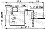 Febest 0411-CW5LH Inner CV Joint Left 35X40X27