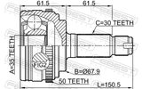 Febest 0310-MRVA50 Outer CV Joint 35X66X30