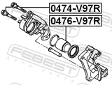 Febest 0474-V97R Rear Caliper Slide Pin