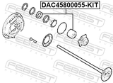 Febest DAC45800055-KIT Repair Kit, Roller Bearing Rear Axle Shaft 45X80X55