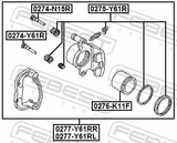 Febest 0277-Y61RL Rear Left Brake Caliper Assembly (With Bracket)