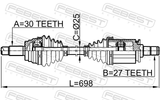 Febest 1914-E70LH Front CV Axle Shaft Left 27X670X30