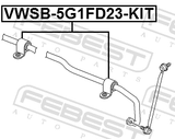 Febest VWSB-5G1FD23-KIT Front Stabilizer Bar Bush Kit D23.2