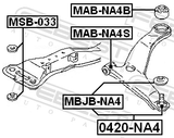 Febest MAB-NA4B Rear Bushing, Front Control Arm