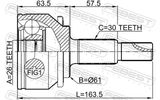 Febest 0110-AXVH70 Outer CV Joint 26X61X30
