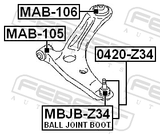 Febest MAB-106 Rear Bushing, Front Control Arm