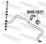Febest MSB-H61W Front Stabilizer Bar Bush D22