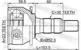 Febest 1810-ASJ14AT Outer CV Joint 23X52X30