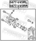 Febest 0477-V45RR Rear Right Brake Caliper Assembly (With Bracket)